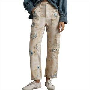 NWT Pilcro Millie Low-Slung Barrel Pants Anthropologie Cargo Printed 25 Slouchy